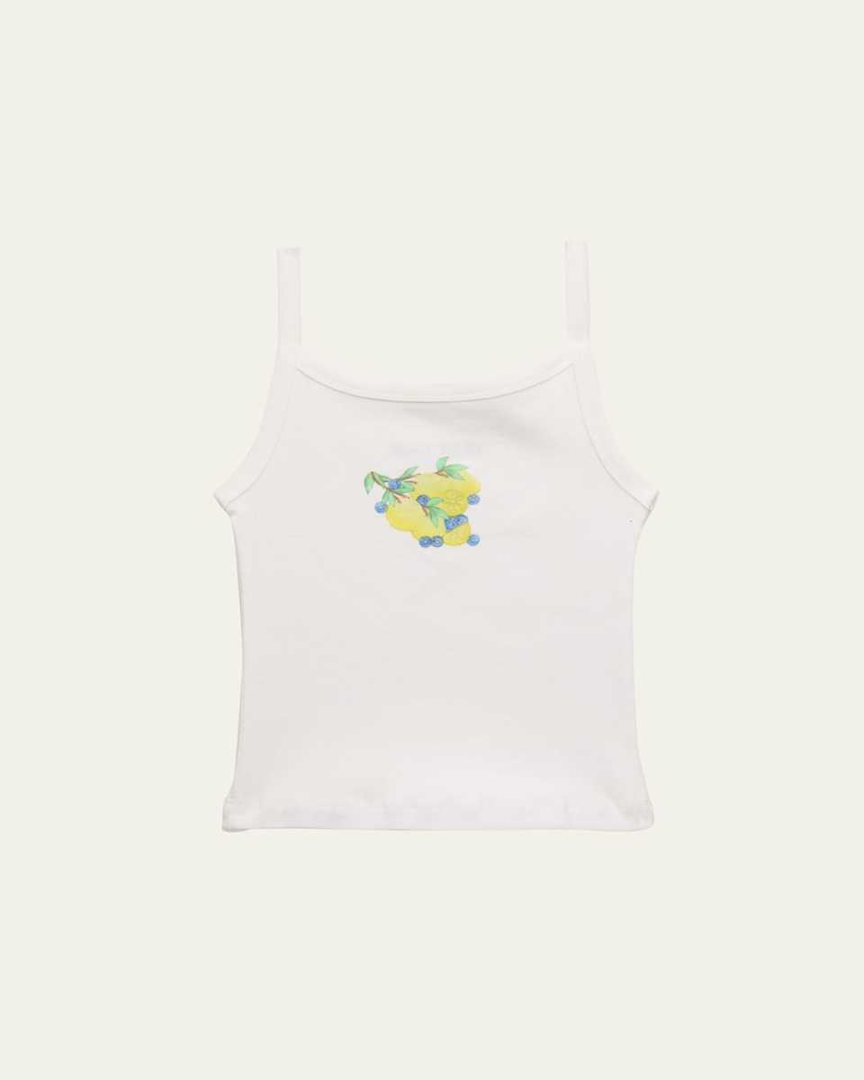 Girl's Tween Lemon Graphic Tank Top, Size S-